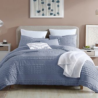 Swift Home Marilla Cotton Dobby Clip Dot 5 pc Comforter Set with Shams and Decorative Pillows