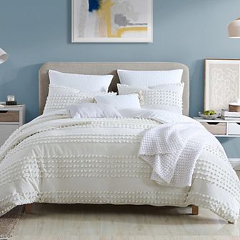 Swift Home Marilla Cotton Dobby Clip Dot 5 pc Comforter Set with Shams and Decorative Pillows