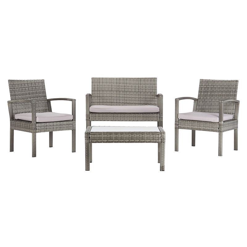 Safavieh Bassey Loveseat, Chair & Coffee Table 4-piece Set, Grey
