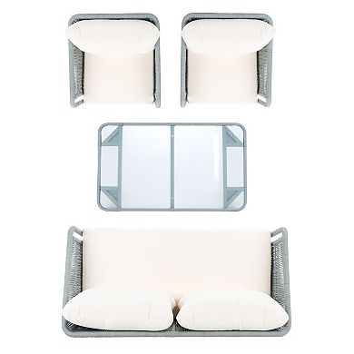 Safavieh Kerson Rope Loveseat, Chair & Coffee Table 4-piece Set