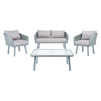 Safavieh Kerson Rope Loveseat, Chair & Coffee Table 4 pc Set