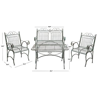 Safavieh Leah Patio Loveseat, Coffee Table, & Chair 4-piece Set