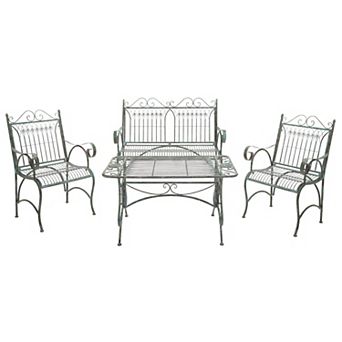 Safavieh Leah Patio Loveseat, Coffee Table, & Chair 4 pc Set