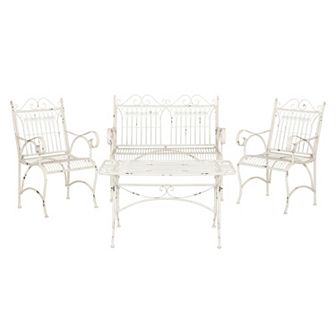 Safavieh Leah Patio Loveseat, Coffee Table, & Chair 4 pc Set