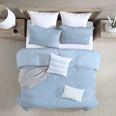 Swift Home Moselle Ruched Waffle Weave Duvet Cover Set with Shams