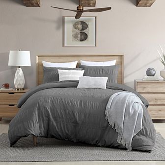 Swift Home Moselle Ruched Waffle Weave Duvet Cover Set with Shams