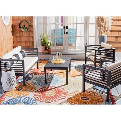 Safavieh Alda Outdoor Loveseat, Chair & Coffee Table 4-piece Set