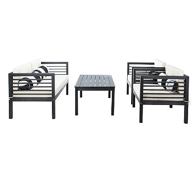 Safavieh Alda Outdoor Loveseat, Chair & Coffee Table 4-piece Set