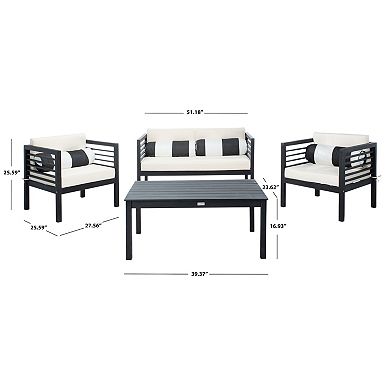 Safavieh Alda Outdoor Loveseat, Chair & Coffee Table 4-piece Set