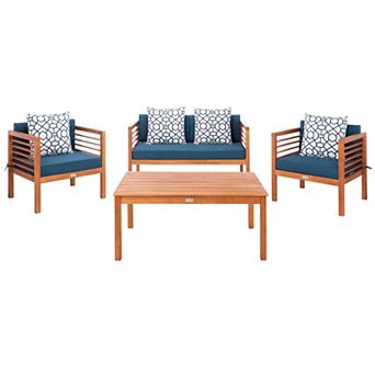 Safavieh Alda Outdoor Loveseat, Chair & Coffee Table 4 pc Set