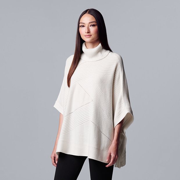 Simply Vera - Vera Wang Gray V Neck Sweater Poncho Size on sale L/XL