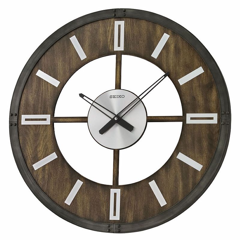 UPC 020963855974 product image for Seiko Nari Large Wall Clock, Brown | upcitemdb.com