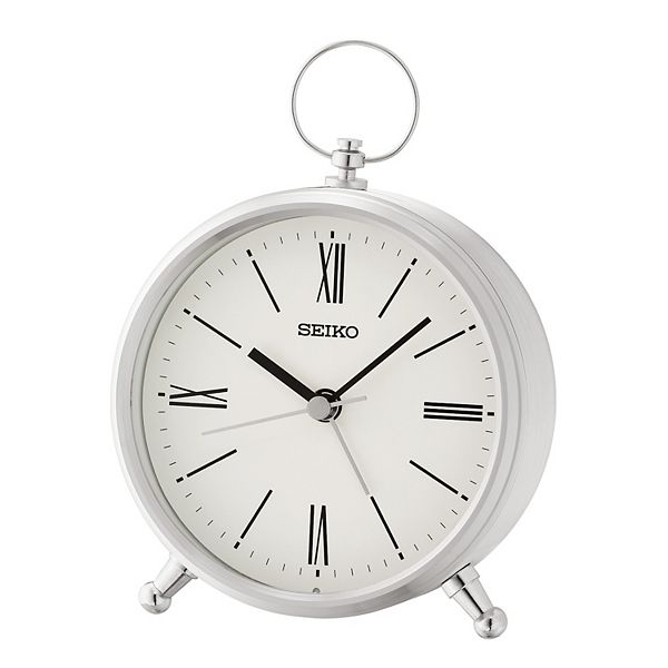 Seiko Ming Silver Finish Alarm Clock Table Decor