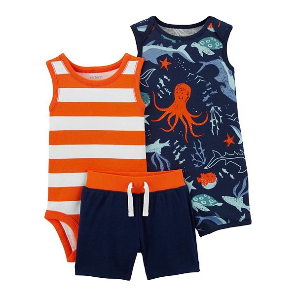 Baby Boy Carter's Nautical Romper, Bodysuit & Shorts Set
