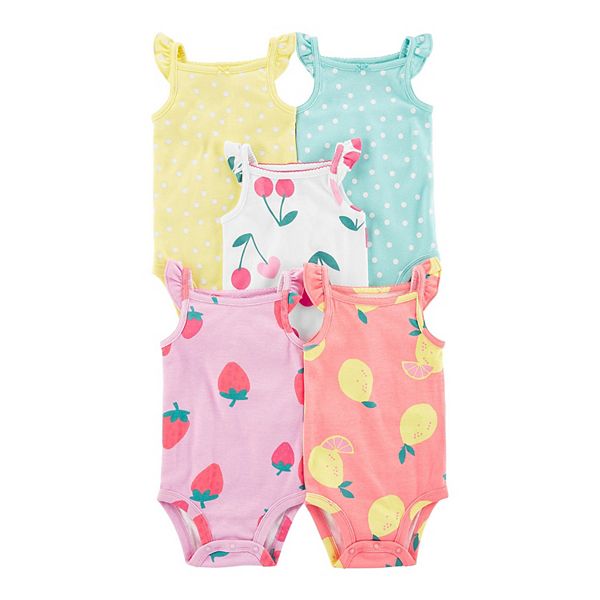 Baby Girl Carter's 5Pack Cherry Tank Bodysuits