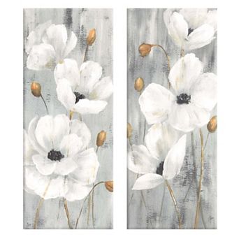 Prinz White Peonies Canvas Wall Art 2 pc Set