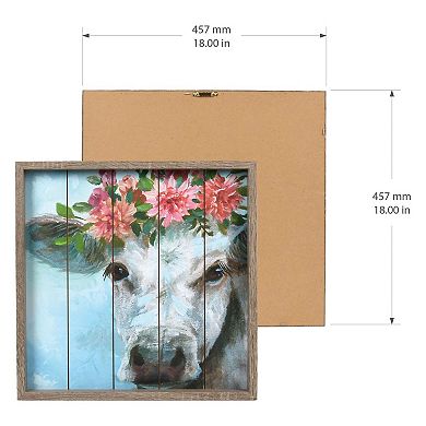 Prinz Floral Cow Framed Wall Art