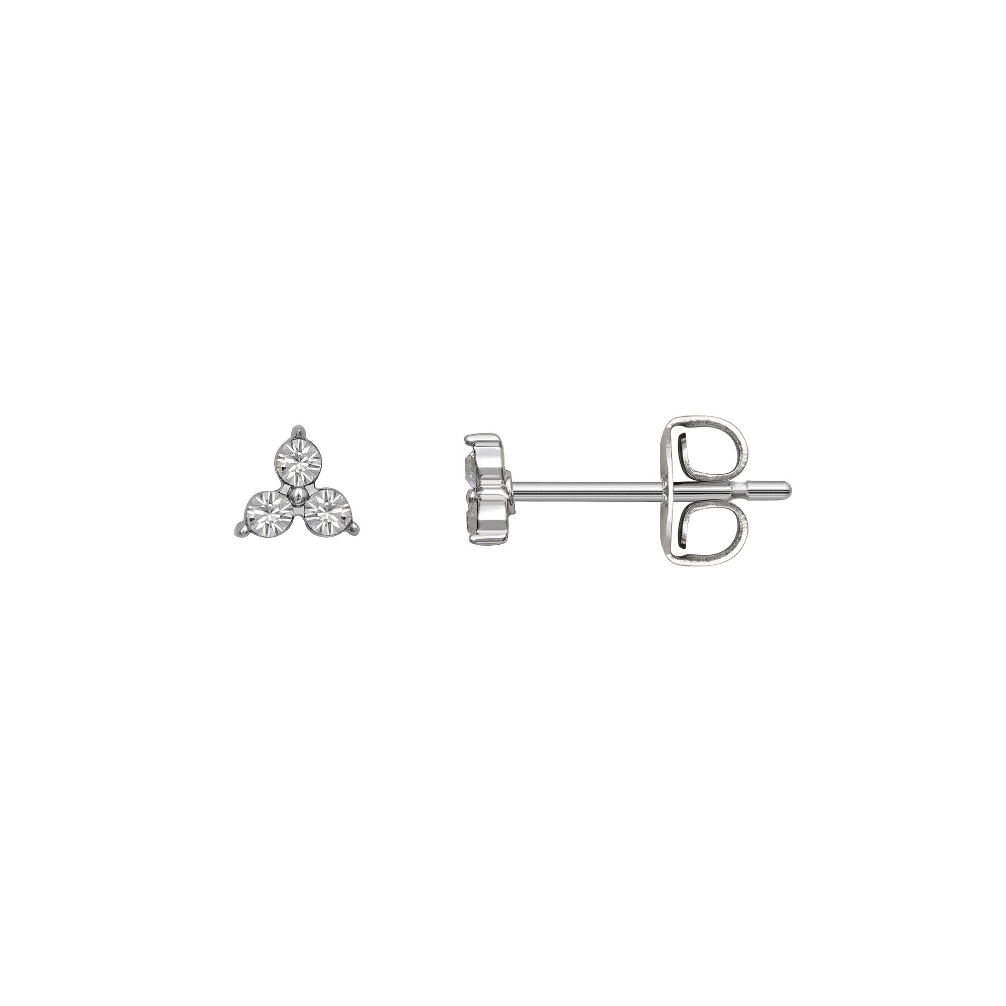 Brilliance Silver Tone Triple Crystal Birthstone Stud Earrings, Womens, Si