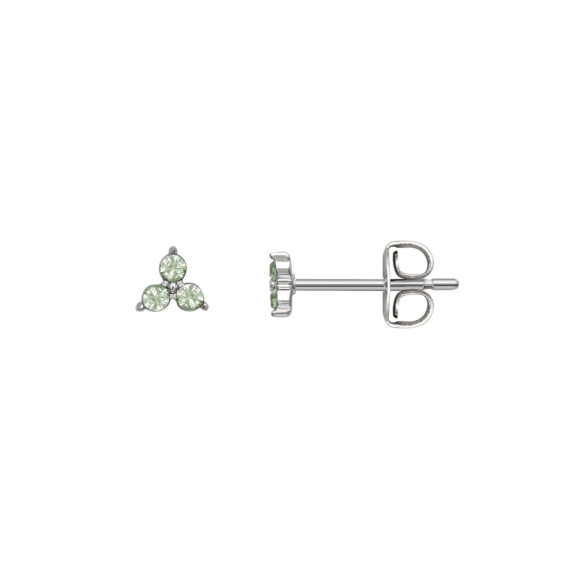 Brilliance Silver Tone Triple Crystal Birthstone Stud Earrings, Womens, Si
