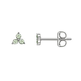 Brilliance Silver Tone Triple Crystal Birthstone Stud Earrings