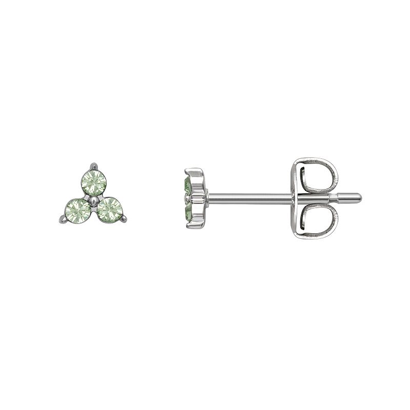 Brilliance Silver Tone Triple Crystal Birthstone Stud Earrings, Womens, Gr