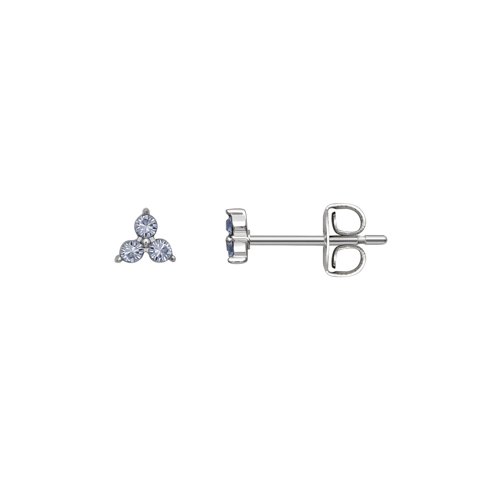 Brilliance Silver Tone Triple Crystal Birthstone Stud Earrings, Womens, Si