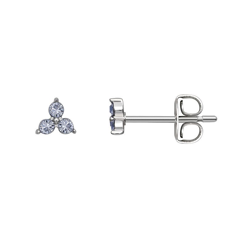 Brilliance Silver Tone Triple Crystal Birthstone Stud Earrings, Womens, Bl