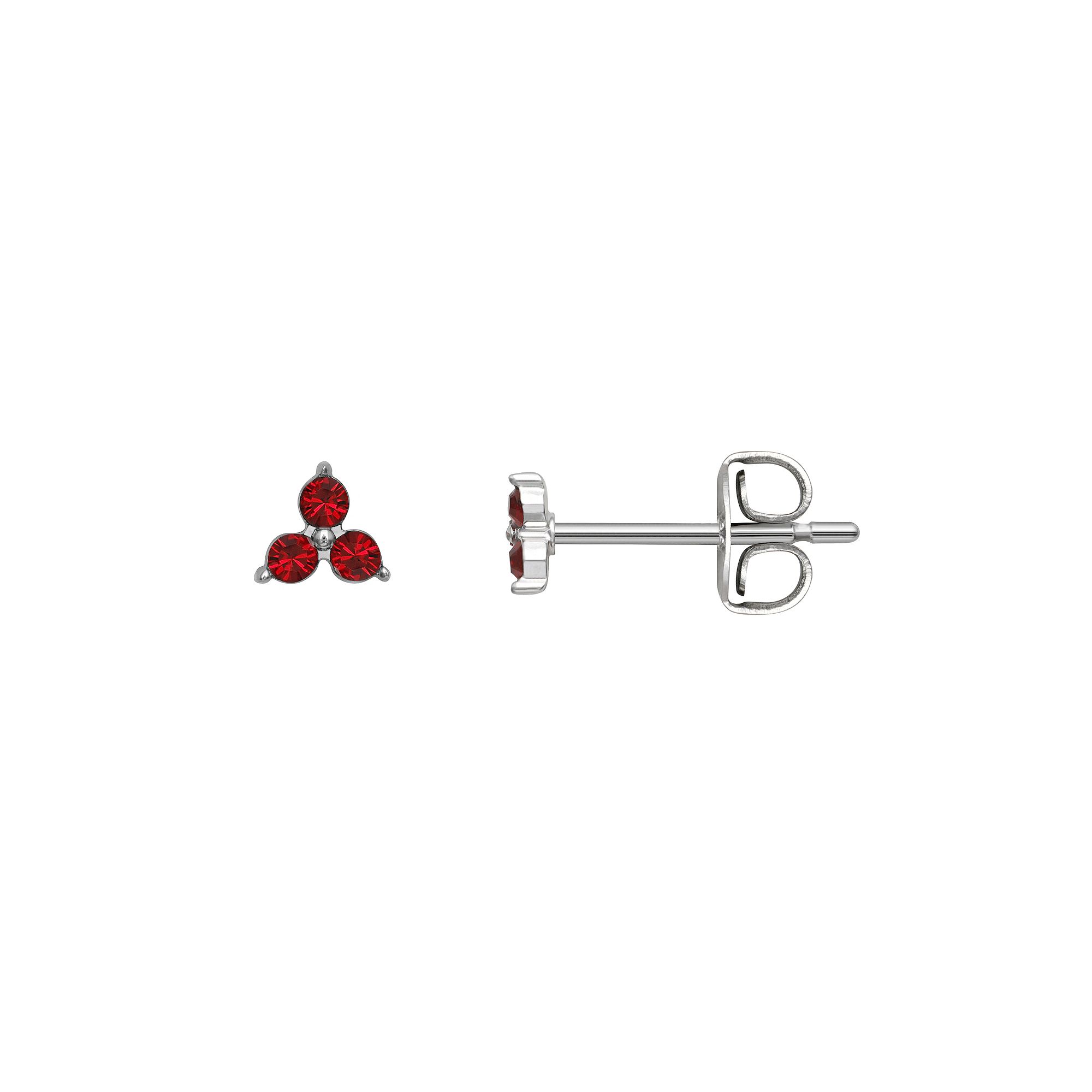 Brilliance Silver Tone Triple Crystal Birthstone Stud Earrings, Womens, Si