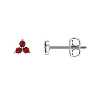 Brilliance Silver Tone Triple Crystal Birthstone Stud Earrings