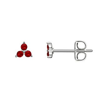 Brilliance Silver Tone Triple Crystal Birthstone Stud Earrings