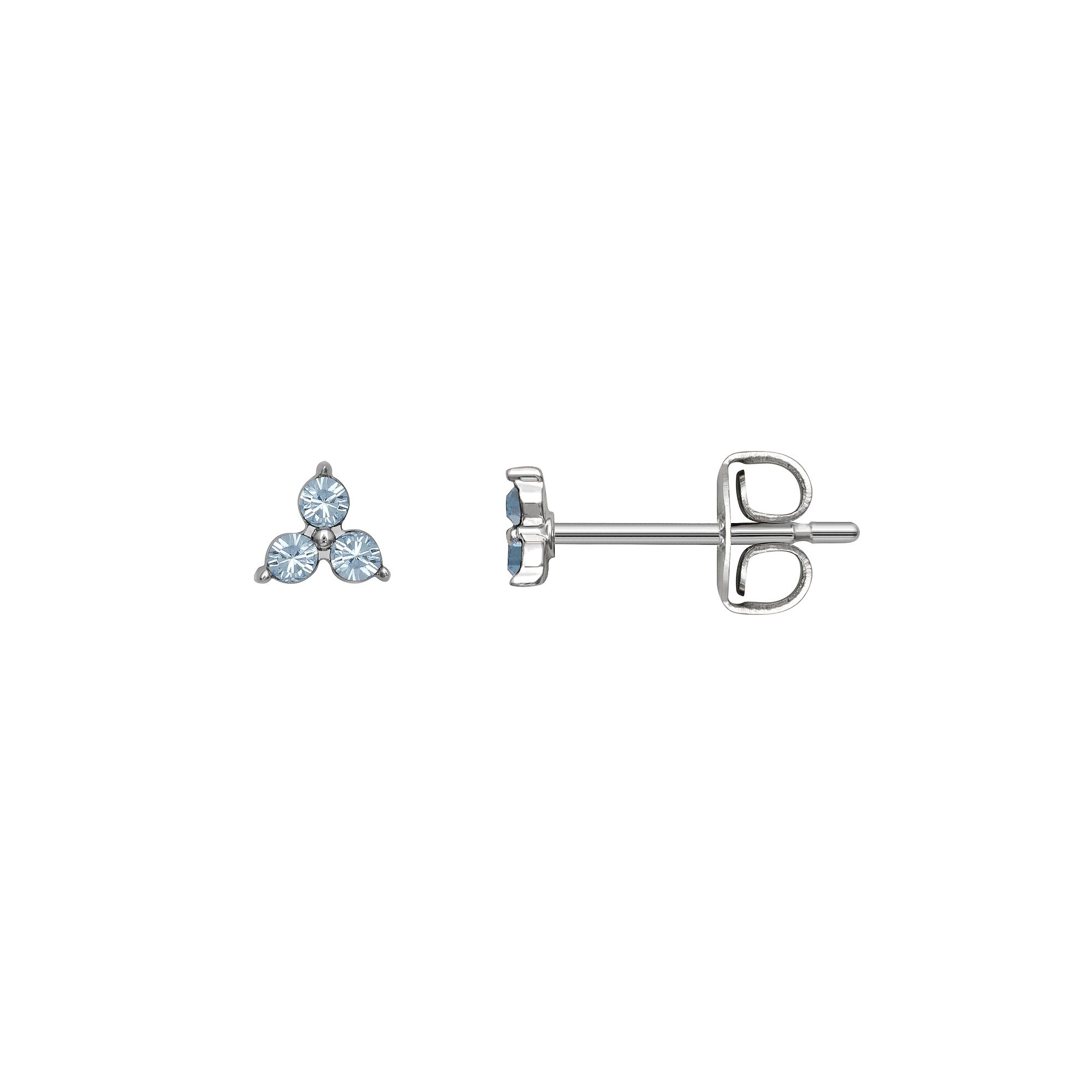 Brilliance Silver Tone Triple Crystal Birthstone Stud Earrings, Womens, Si
