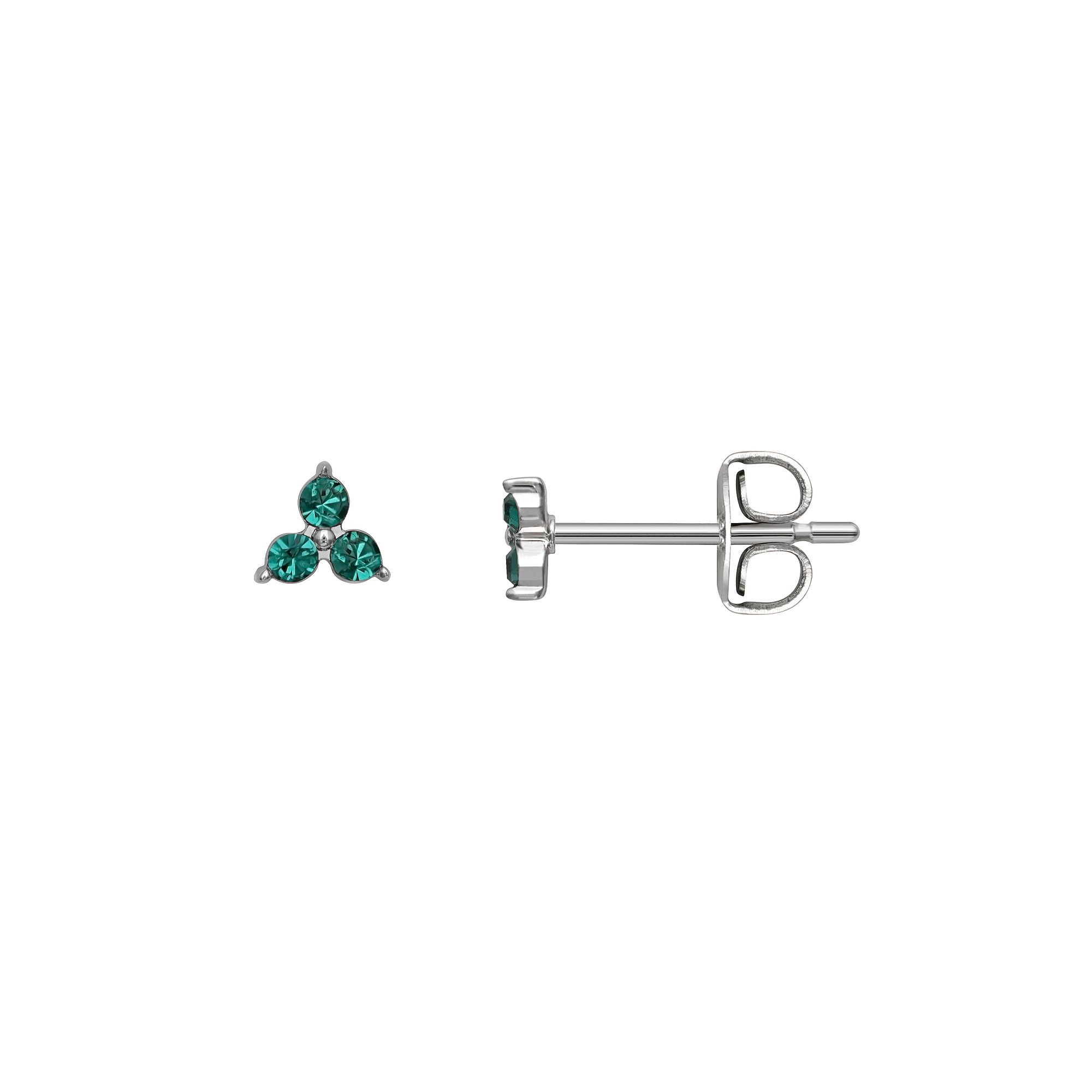 Brilliance Silver Tone Triple Crystal Birthstone Stud Earrings, Womens, Si