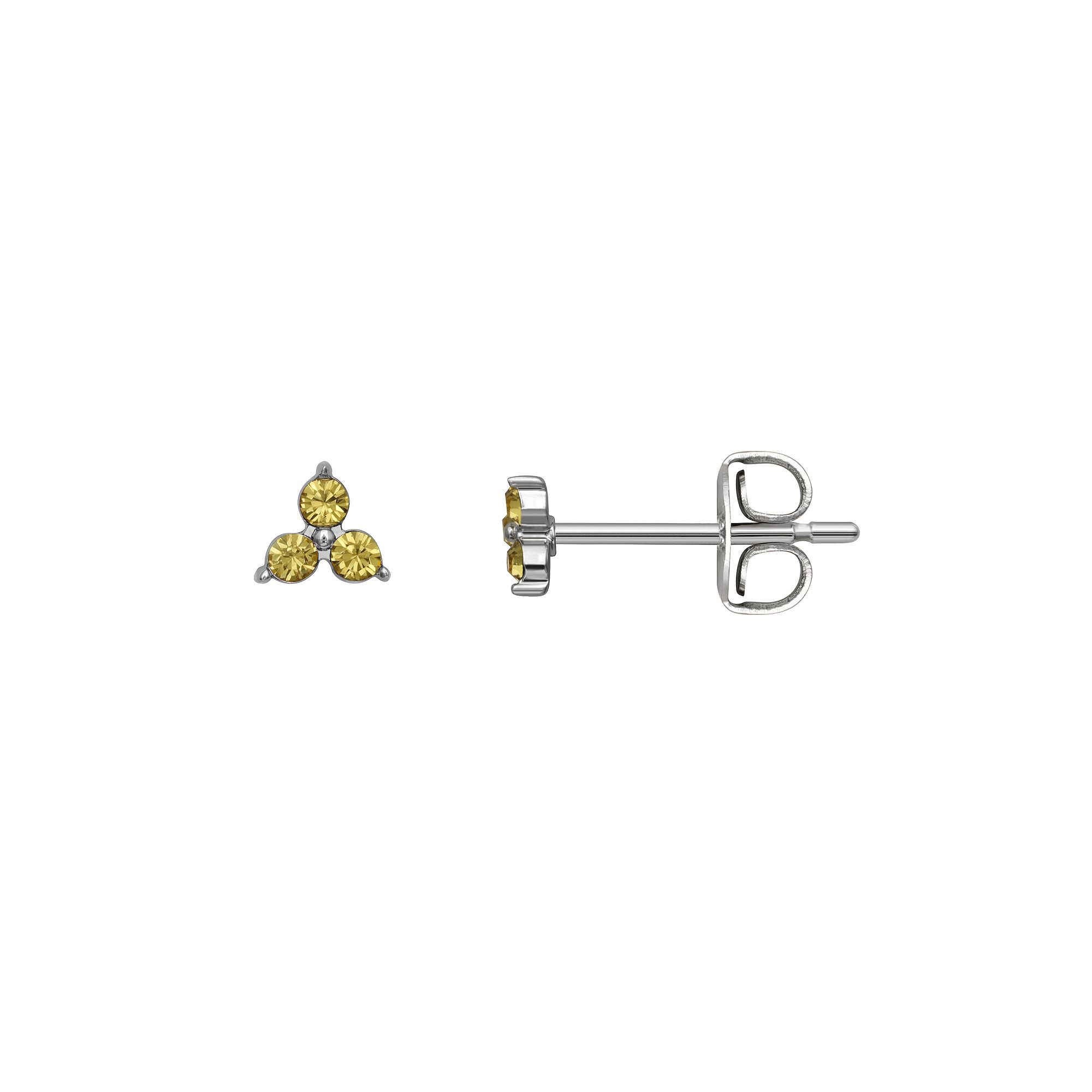 Brilliance Silver Tone Triple Crystal Birthstone Stud Earrings, Womens, Si