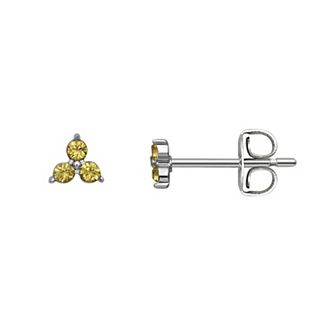 Brilliance Silver Tone Triple Crystal Birthstone Stud Earrings