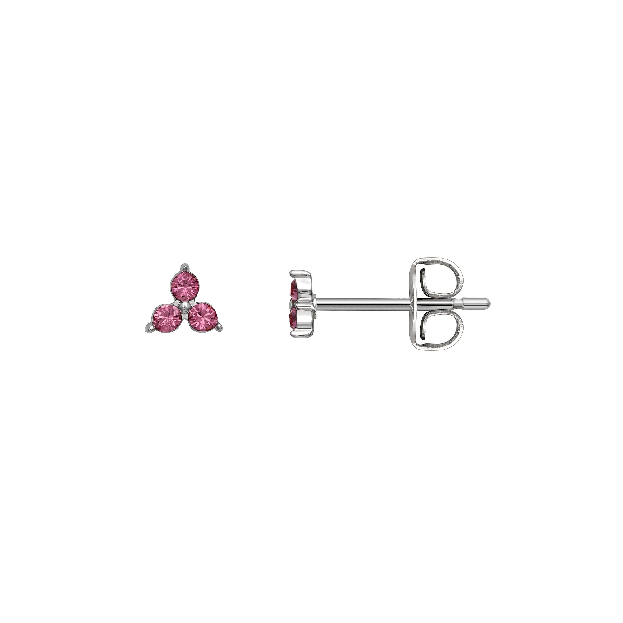 Brilliance Silver Tone Triple Crystal Birthstone Stud Earrings, Womens, Si