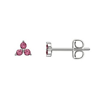 Brilliance Silver Tone Triple Crystal Birthstone Stud Earrings