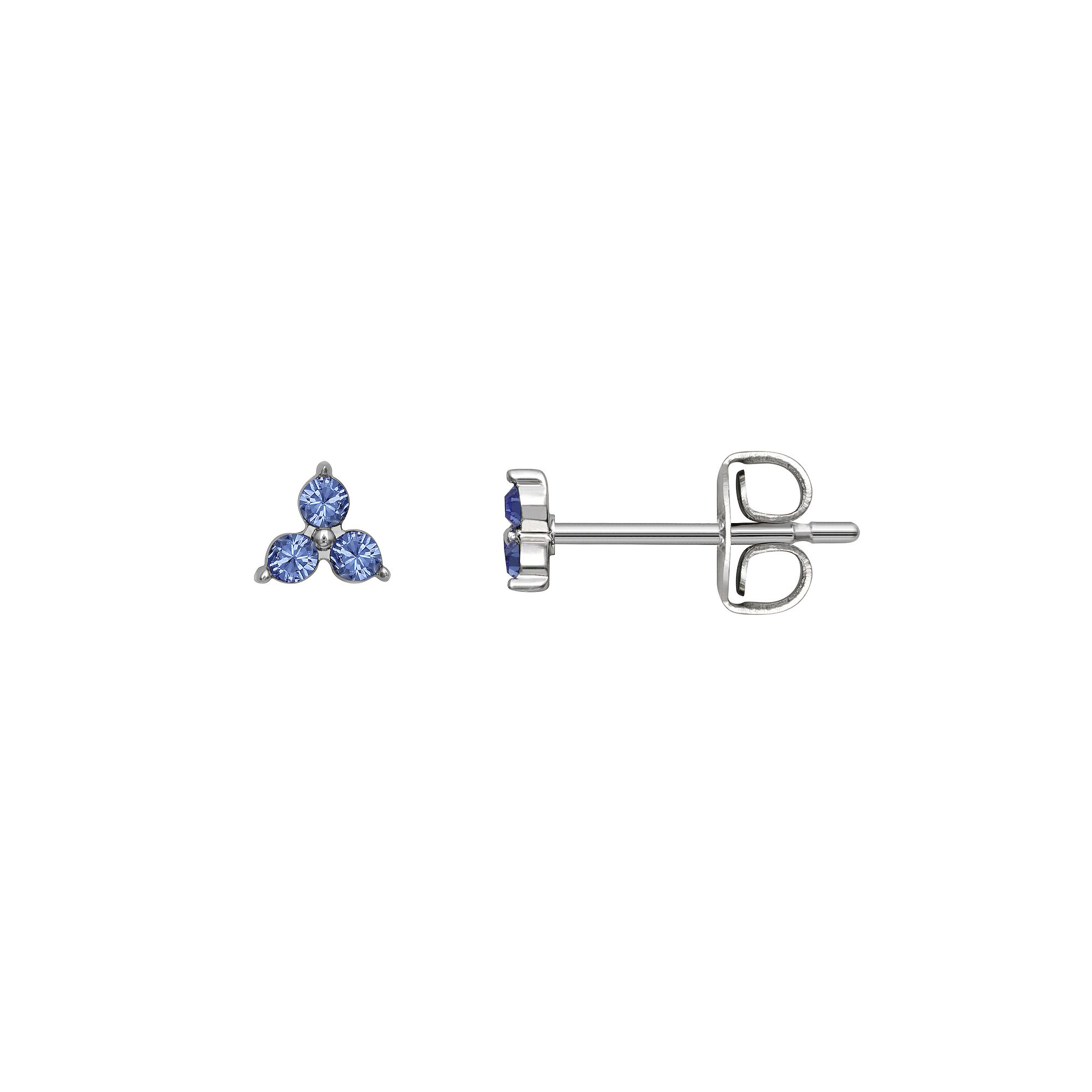 Brilliance Silver Tone Triple Crystal Birthstone Stud Earrings, Womens, Si