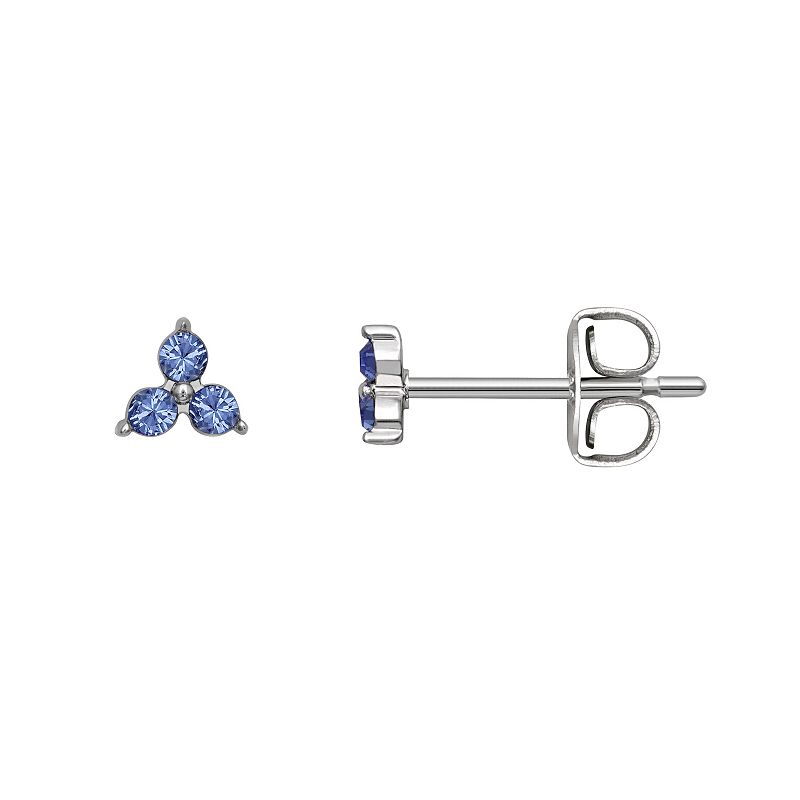 Brilliance Silver Tone Triple Crystal Birthstone Stud Earrings, Womens, Bl