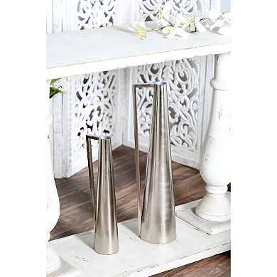 Stella & Eve Silver Finish Decorative Vase Floor Decor 2-piece Set