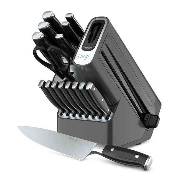 Kitchen Cutlery Knife Block Set Built-In Sharpener Stainless Steel 15 Piece