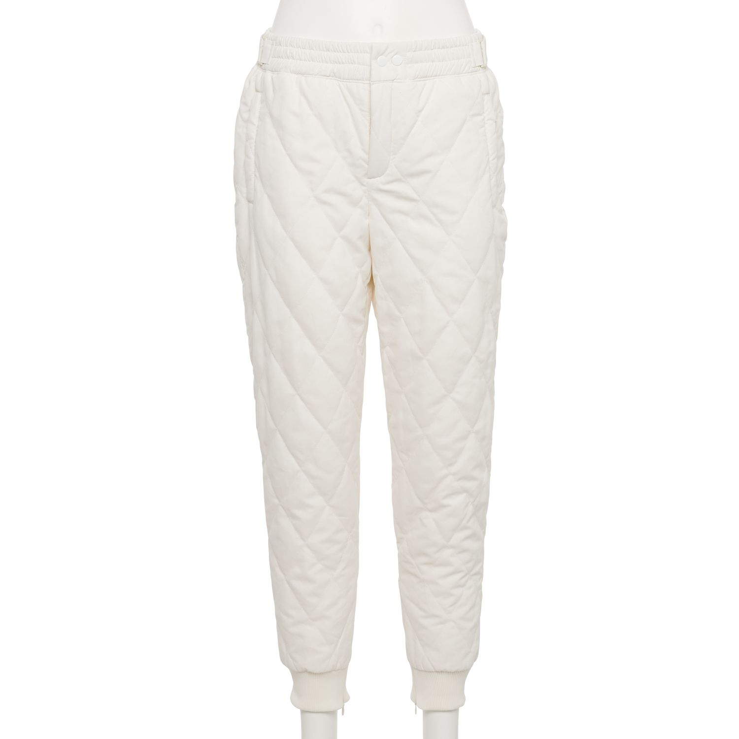 white quilted joggers