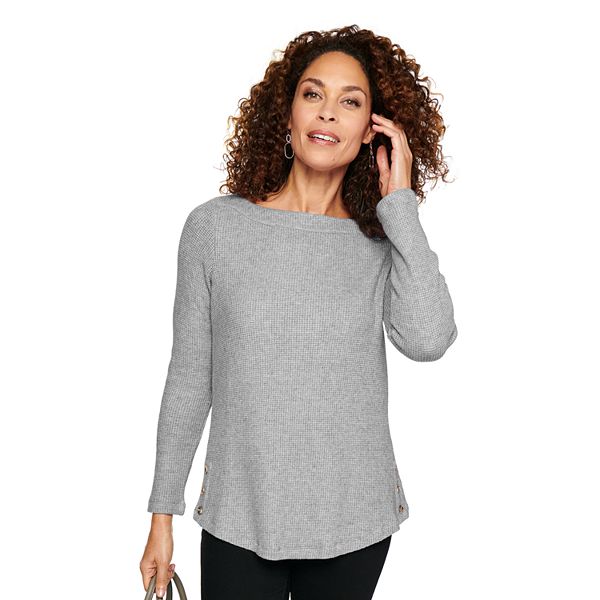 Women's Croft & Barrow® Waffle-Weave Boatneck Top