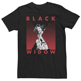 Big & Tall Marvel Black Widow Halftone Portrait Logo Tee