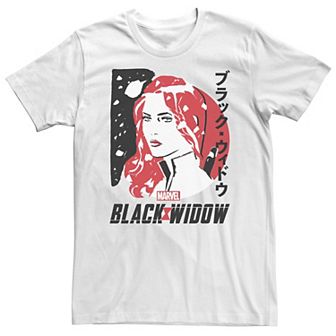 Big & Tall Marvel Black Widow Kanji Portrait Tee