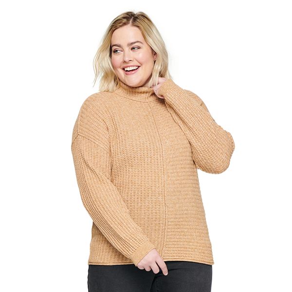 Plus Size Sonoma Goods For Life® Exposed Seaming Cowlneck Sweater