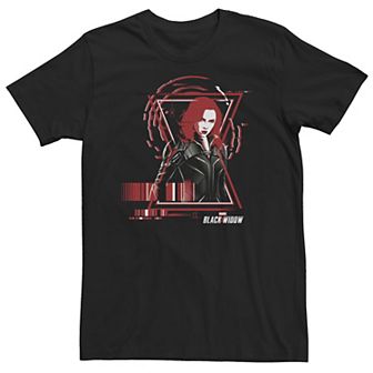 Big & Tall Marvel Black Widow Glitch Logo Dark Portrait Tee