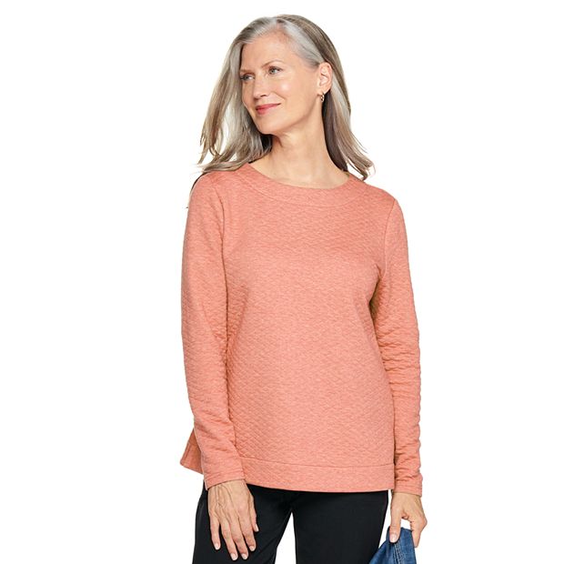 Women s Croft Barrow Quilted Scoopneck Sweatshirt