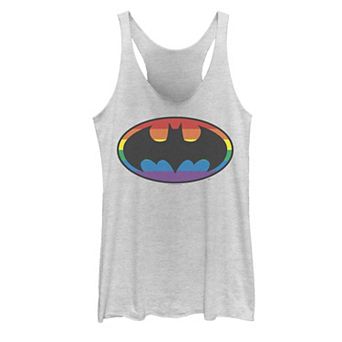 Juniors' Batman Rainbow Striped Logo Tank Top