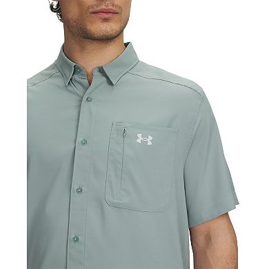 Men's Under Armour UPF 30 Drift Tide 2.0 Fitted Performance Short Sleeve Button-Down Shirt