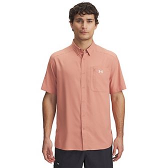 Men's Under Armour UPF 30 Drift Tide 2.0 Fitted Performance Short Sleeve Button-Down Shirt